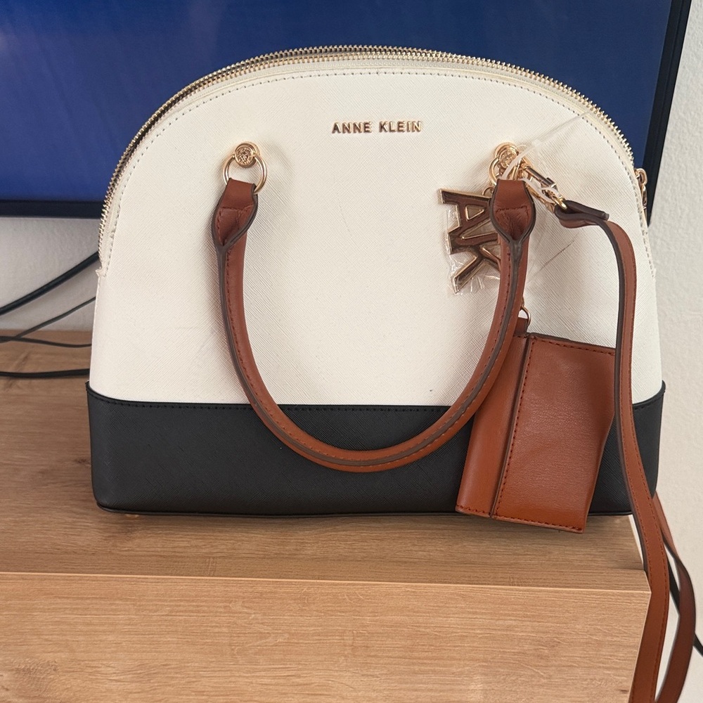 Anne Klein Cream and Black Satchel